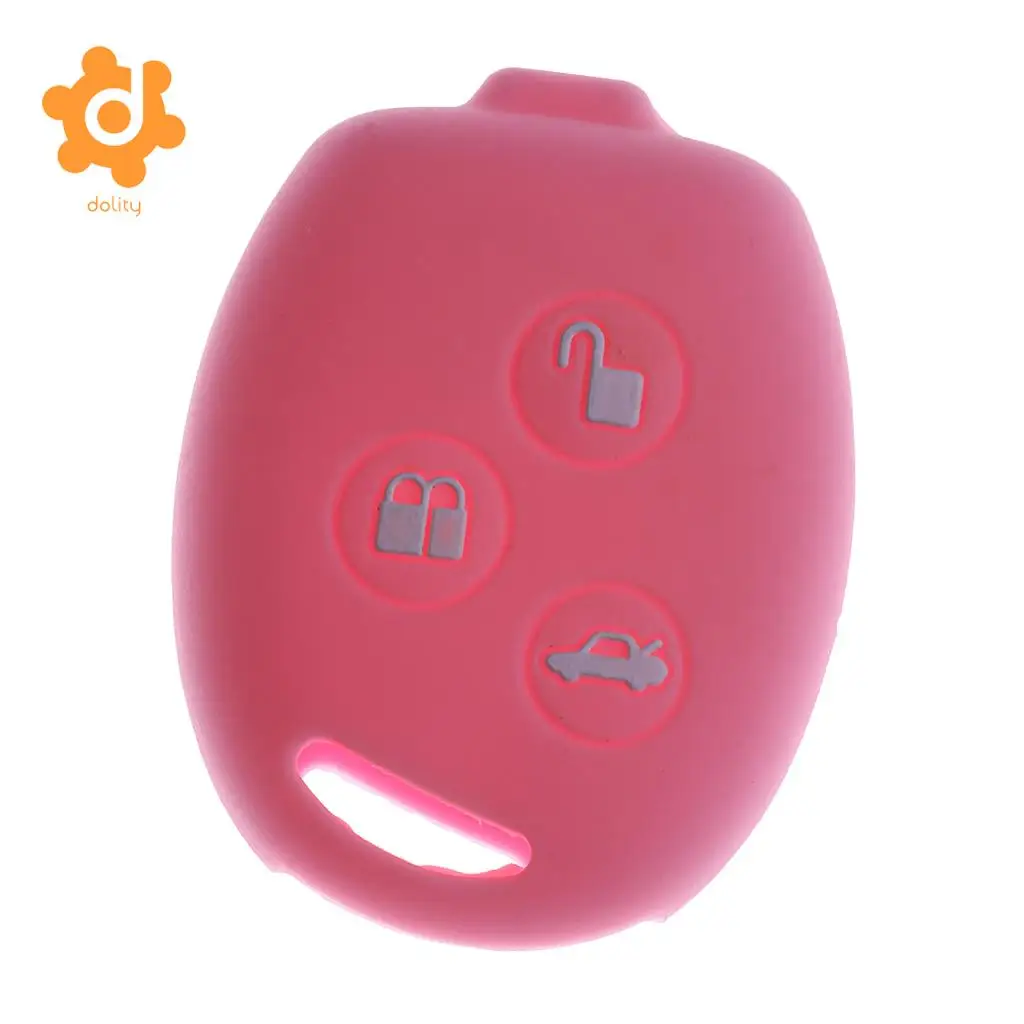 2pcs New Car Key Shell Fob Case Cover Protector for Ford Fiesta Pink+Yellow