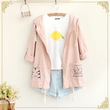 Women Jacket Limited New Arrival Regular Zipper V-neck Full Pockets Fashion 2016 Female Cute Loose Jacket Windbreaker Students