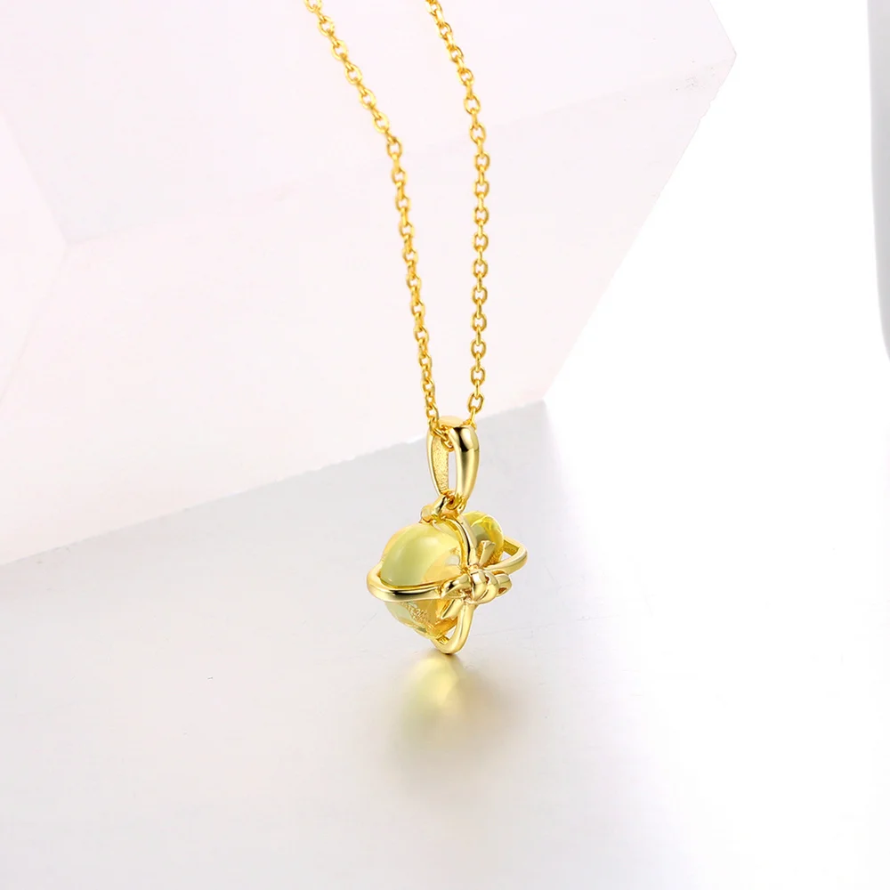 Bwell BWNI017 сердце вырезанный натуральный драгоценный камень цитрин ожерелья в виде банта& Подвески 925 Стерлинговое Серебро-ювелирные изделия 14 K желтое золото покрытием