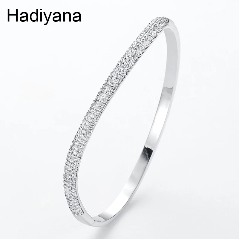 Hadiyana Simple Fashion AAA Zircon Ladies Bracelet 2018 Newest Wave Bride Engagement Wedding Jewelry Bangles For Women BG4006 | Украшения и