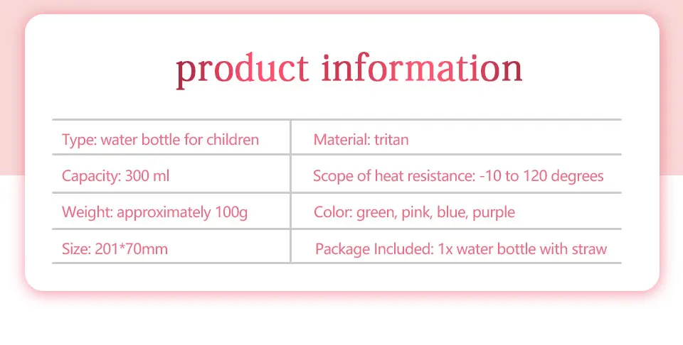 300ml BPA Free Sport Water Bottle For Kids Water Bottle With Straw Eco-friendly Tritan Children Baby My Bottles ZCForest        _04