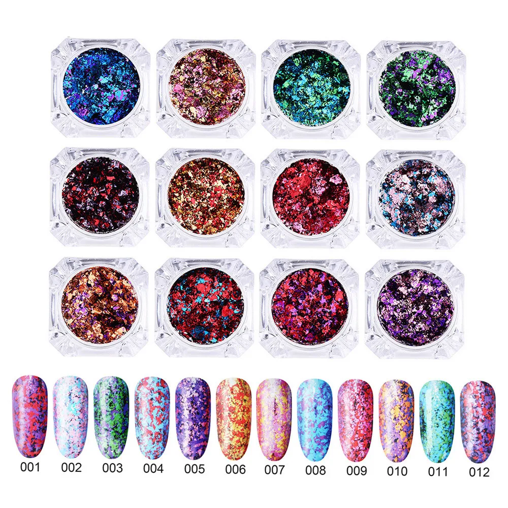 

2018 New Fashion DIY Fashion Nail Glitter Patch Shiny Rainbow Rays Nail Polish Wave Art Decoration Nail Art Paillettes 35pNo16