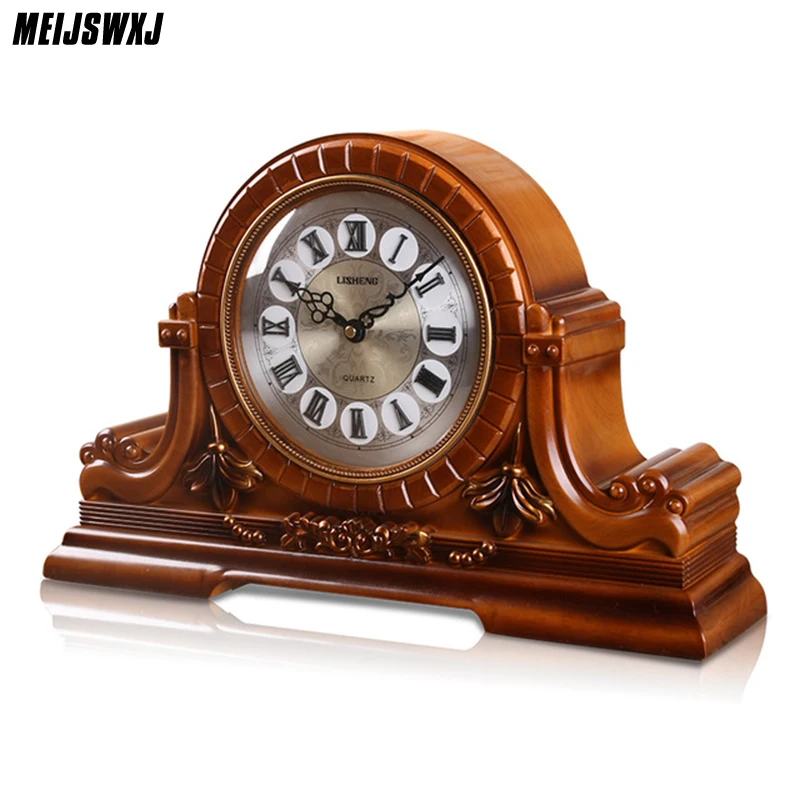 

Reloj Meijswxj Retro Desktop Clock Saat Chime on every hour Table Clock Reloj Bracket clocks Living room home decor 46*31*18cm