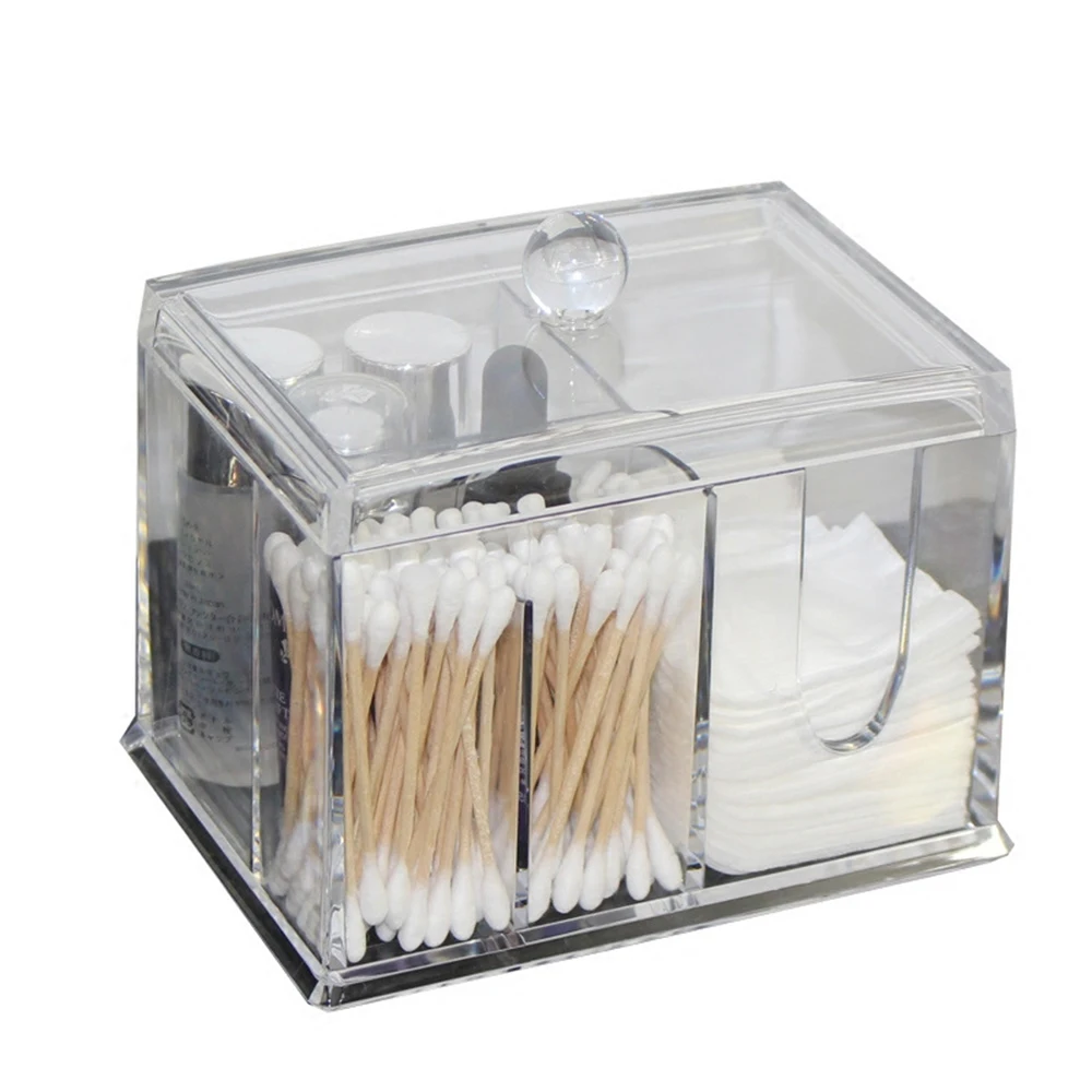 

transparent Clear Acrylic Organizer Holder Cotton swab box Makeup Pads storage box desktop Organizer Jewelry Case for Cosmetics