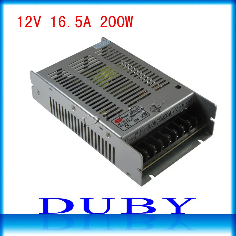 

2pcs/lot 12V 16.5A 200W Switching power supply Driver For LED Light Strip Display AC100-240V Factory Supplier free shipping