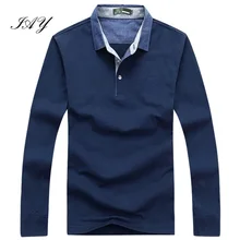 65% baumwolle mann Polo shirts Herbst Neueste einfarbig lange hülse Stickerei Logo Casual mann Brand polos casima plus größe 3XL