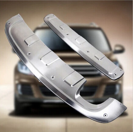 

Boutique Stainless steel Front + Rear Bumper Protector Guard Skid Plate 2PCS For Volk--swagen Vw Tiguan 2013 2014 2015