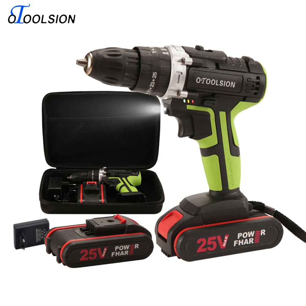 Dual Speed Impact Power Tools 1500Mah Impact Drill Lithium Battery Drilling Machine Electric Cordless Drill Impact Drill Battery