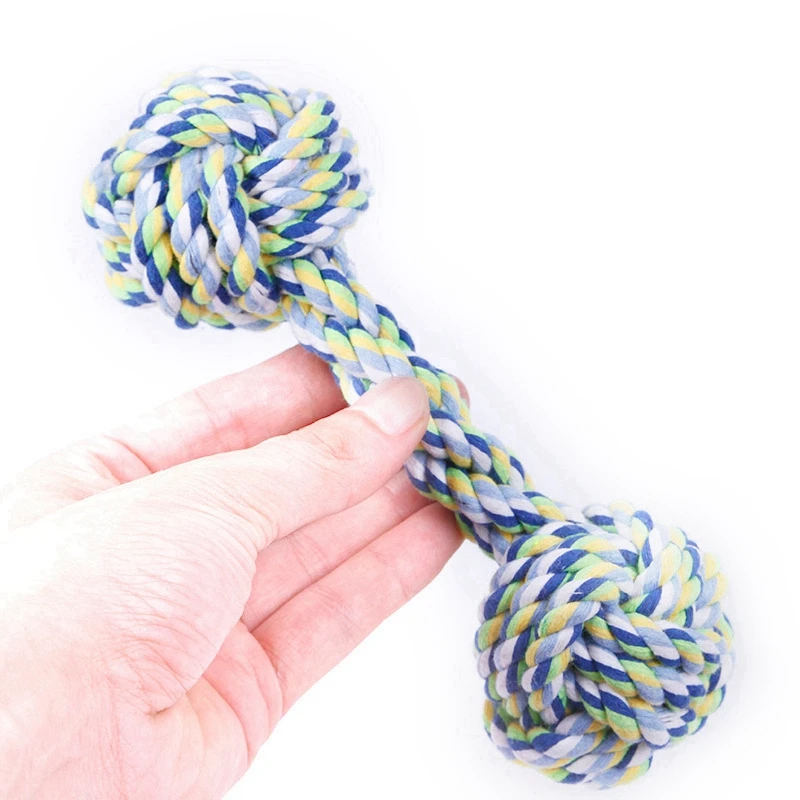 Dumbbell Dog Toy Ball Chew Rope Cotton Durable Puzzle Strong Dog Toys