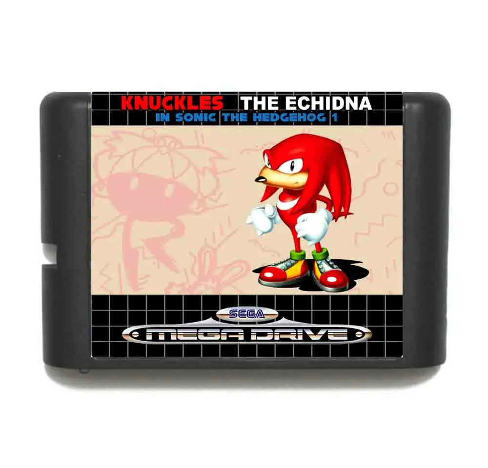 Knuckles The Echidna In Sonic The Hedgehog 1 MD 16 bit Game Card For
