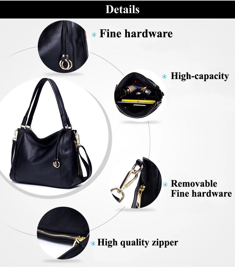 Lomelobo Women Genuine Leather Shoulder Bags Luxury Lady Fashion Litchi Pattern Casual Tote Female Handbags Girls Messenger Bags 2019 HBL5559 Details (04)