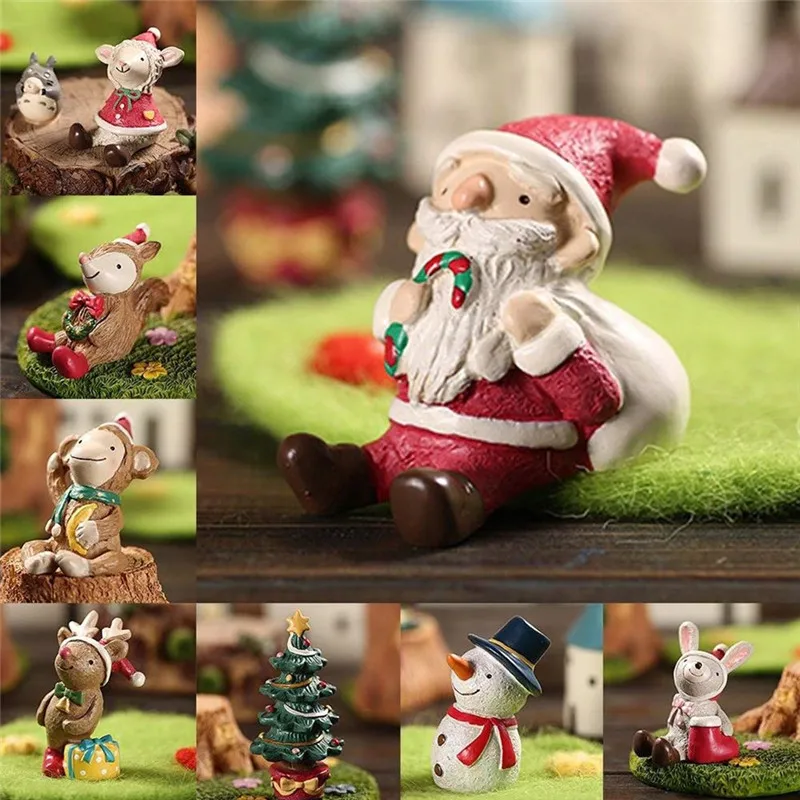 

1Pc 5cm Resin Christmas Decoration Santa Claus Snowman Model Christmas Tree Miniature Figurines Fairy Garden Decoration