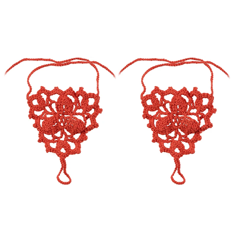 

QCOOLJLY Fashion Women Anklets Cotton Handmade Crocheted Light Hook Flower Anklet Crochet Lady Girls Sexy Barefoot Sandals Gifts