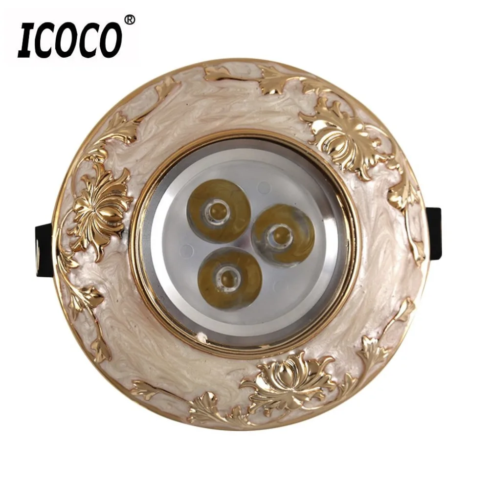 

European Style 3W LED Ceiling Lamp Resin Panel Home Lighting Lamp Office Spotlight Modern Bedroom Livingroom Lamp