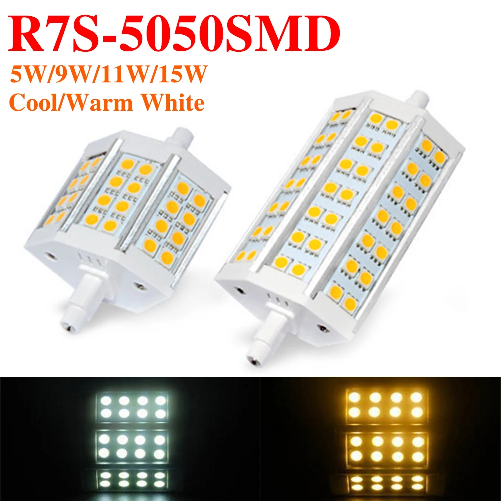 R7S SMD 5050 Светодиодный светильник стеклянная лампочка трубка для замены галогенного света пятно света 78 мм 118 мм AC 220 В 230 В 5 Вт 9 Вт 11 Вт 15 Вт