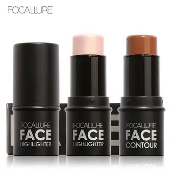 

FOCALLURE 4 Colors Shimmer Shine Highlighter Foundation Stick Bronzer Contour Makeup 3D Face Cream Highlighter Sticker