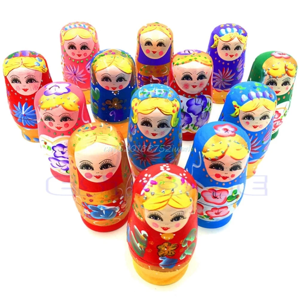 5 шт. новые деревянные ручная роспись русские Матрешки Babushka Matryoshka Подарочная игрушка# T026