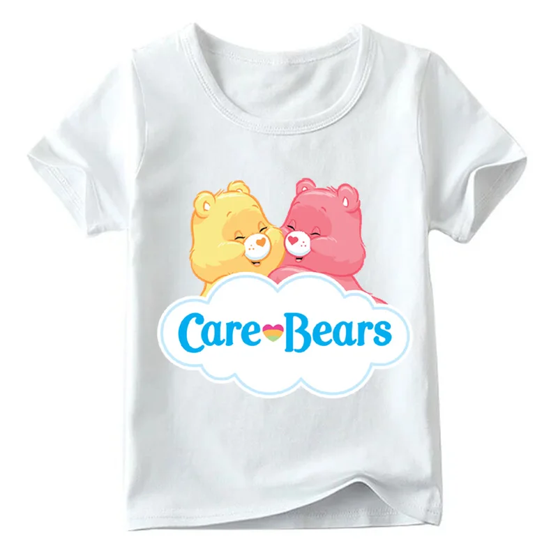 От 2 до 14 лет для маленьких мальчиков/девочек милые Care Bears мультфильм печати футболка летние детские повседневные топы дети смешные футболки, ooo5146