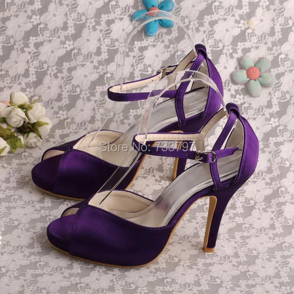 Wedopus Ladies Purple Dress Shoes Party Heels Shoes on The Platform