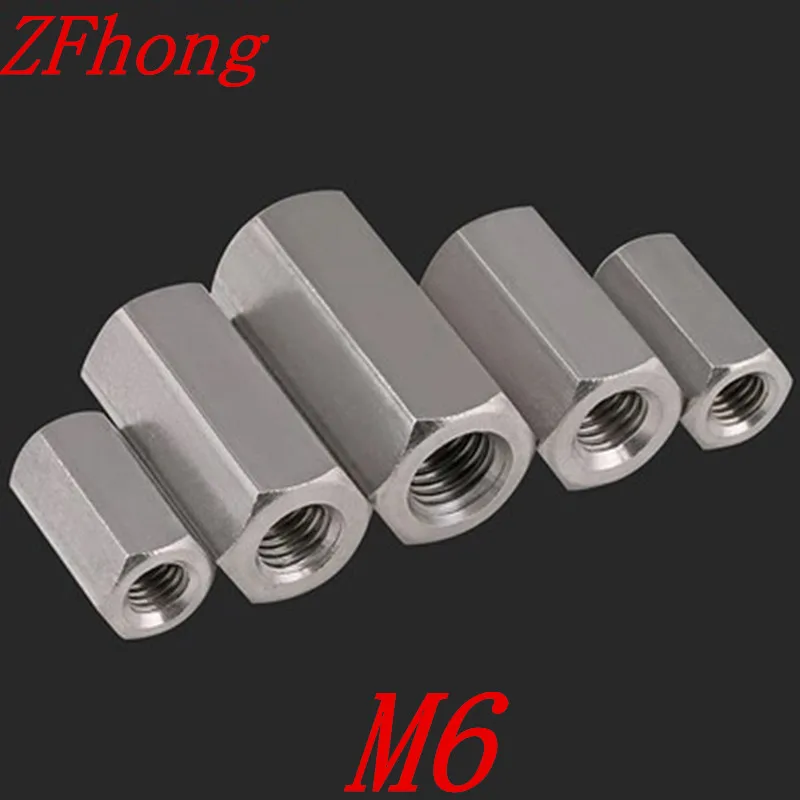 10pcs M6x12/15/18/20/25/30 Stainless steel long hex coupling nut | Обустройство дома