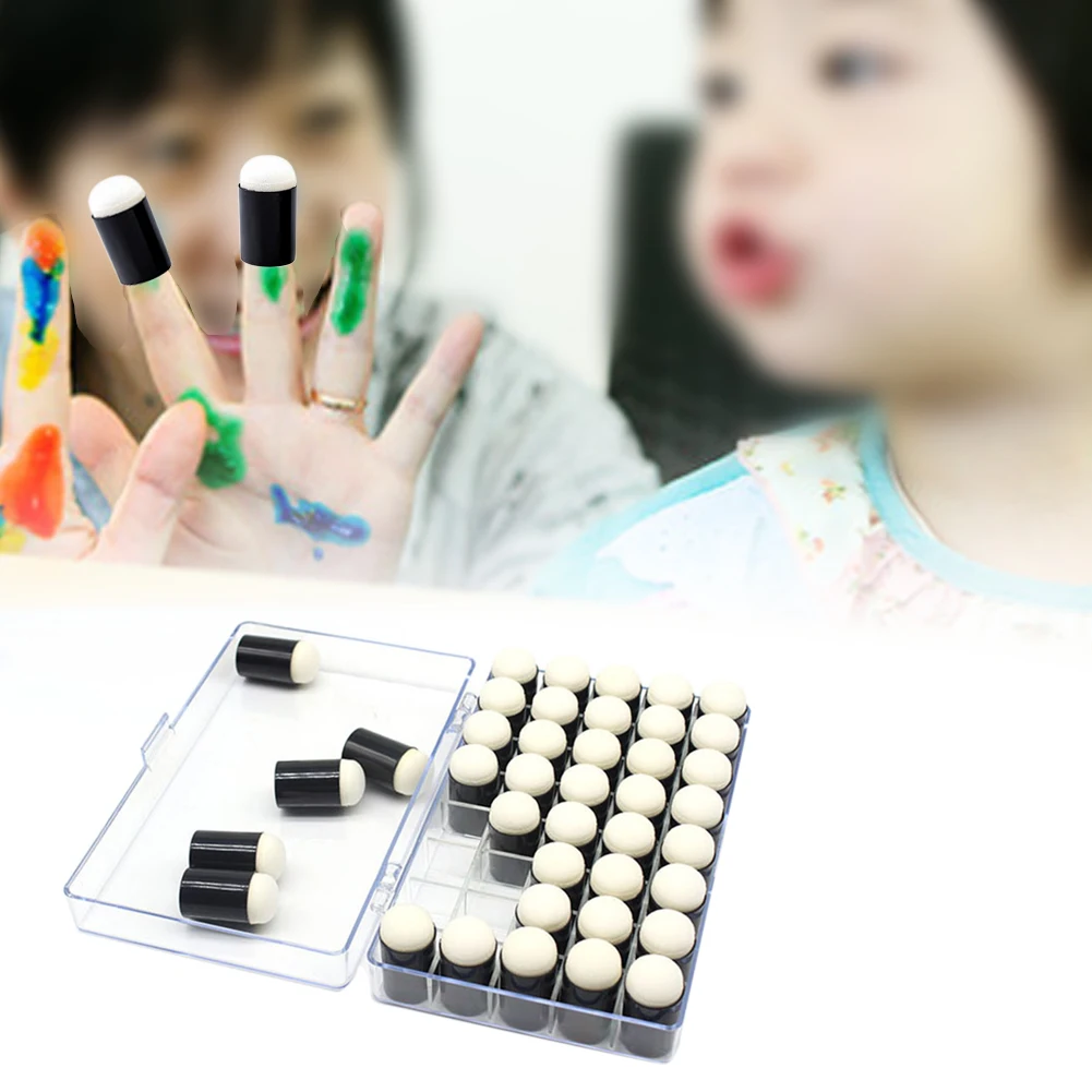 

40 PCS DIY Belt Box Child Finger Sponge Paint Tool Painting Tool Pen Multi-function Ink Pad Ink Chalk Paint Applicator