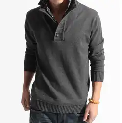 Повседневное мужские Вязаные свитеры осень-зима Мужская поддельные 2 предмета с длинными рукавами пуловер мужской отложным сплошной цвет