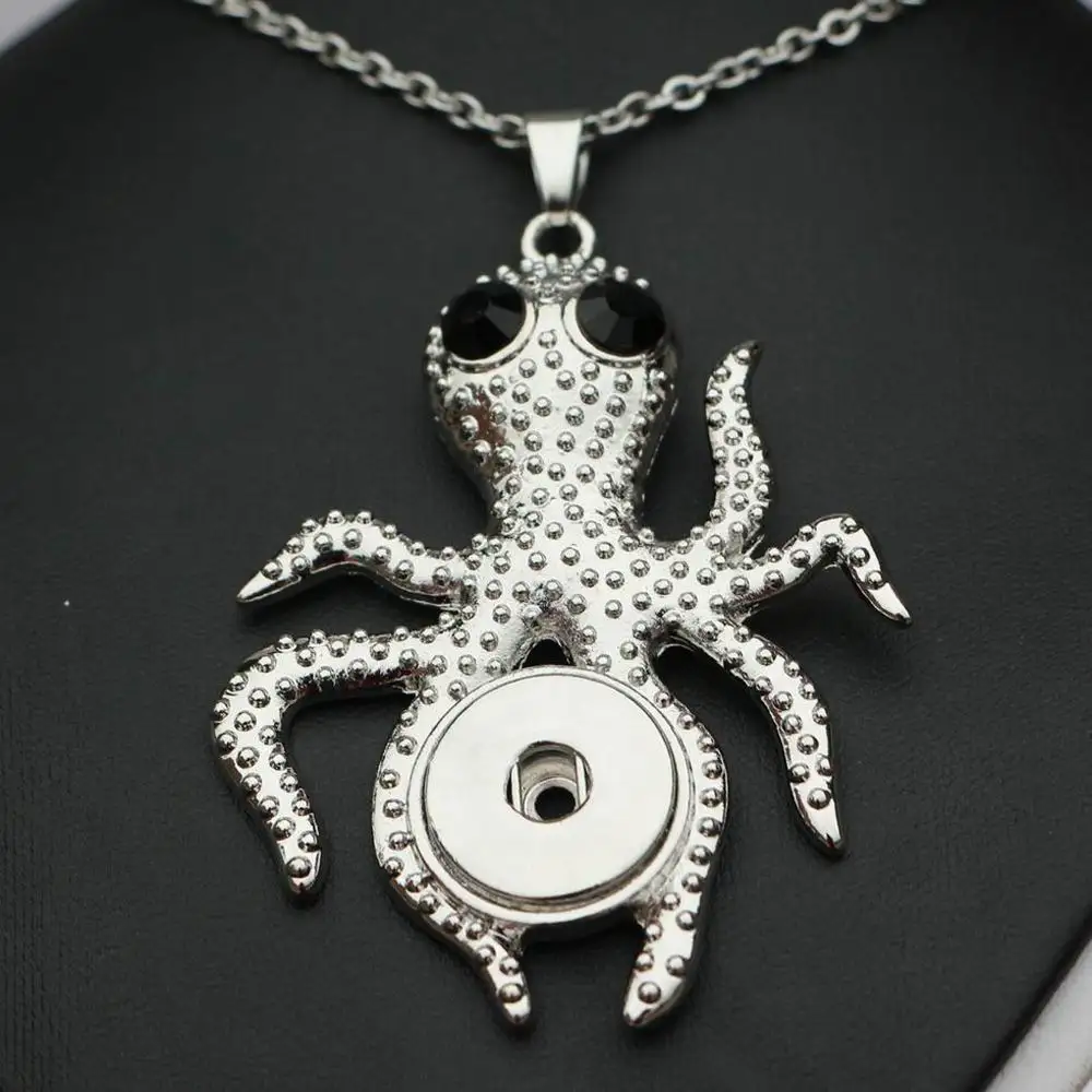 Diy Snap Necklaces Jewelry Big Metal Octopus Shape Snap Pendant