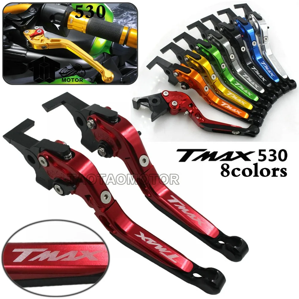 

Motorcycle CNC Aluminum Folding Extendable Brake Clutch Levers logo TMAX For YAMAHA T-MAX/TMAX 500/530 TMAX530 TMAX500