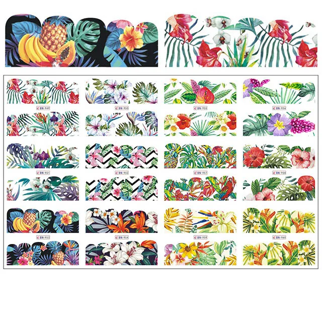 12 дизайнерские наклейки для ногтей набор Смешанные Цветочные геометрические сексуальные девушки ногтей переводные наклейки Переводные татуировки ползунки маникюр - Цвет: BN949-960