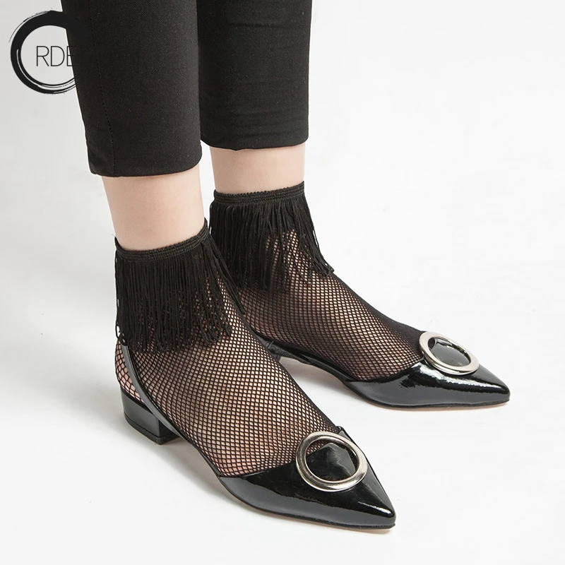 ORDEESON, лето, сексуальные женские черные нейлоновые носки, короткие носки, модные сетчатые носки, фантазийные, макраме, одноцветные носки