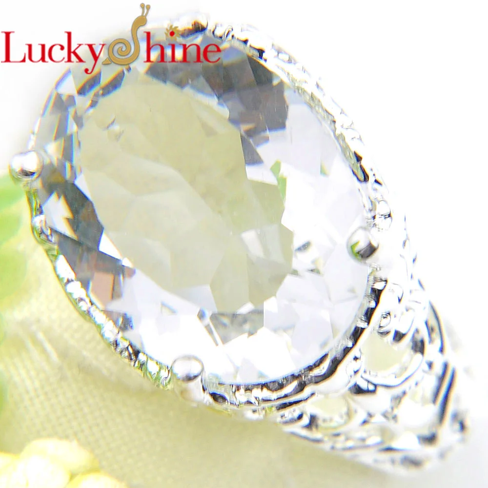Luckyshine Свадебные ювелирные изделия овальной формы белые кристаллы Кольца модные
