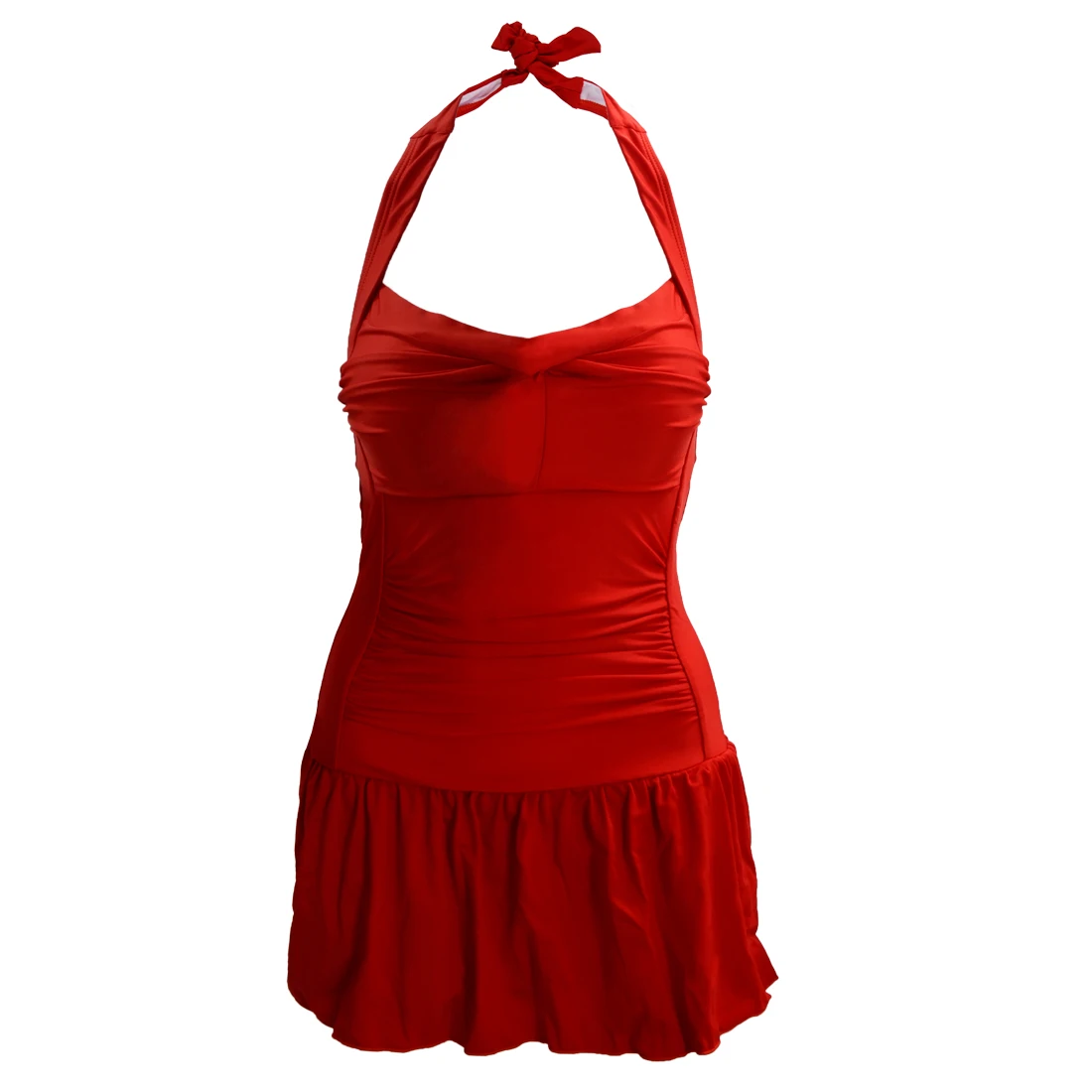 Women Sweet Halterneck Ruffled Narrow Waist Sexy One Piece Swimsuit