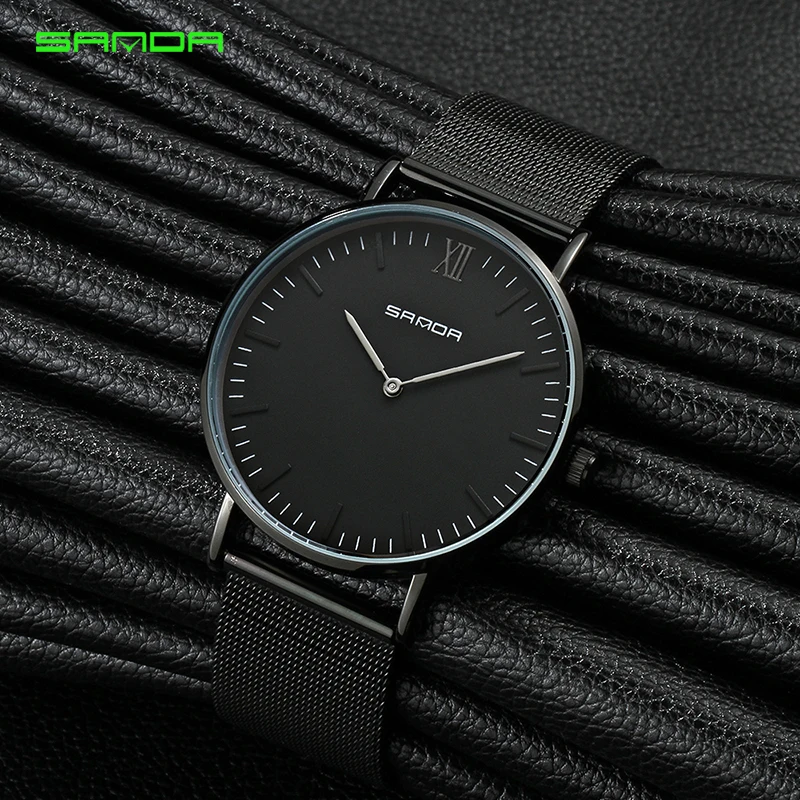 SANDA женские часы лучший бренд класса люкс водонепроницаемые ультратонкие стальные полосы повседневные Кварцевые часы Женские часы-браслет Relogio Feminino