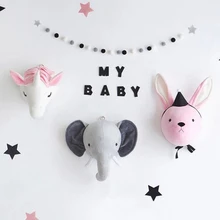 Baby Stuffed Elephant Horse Cat Animals Stuffed Toys Room Wall Decoration Head Kids Room Wall Hangings Artwork Children Gifts