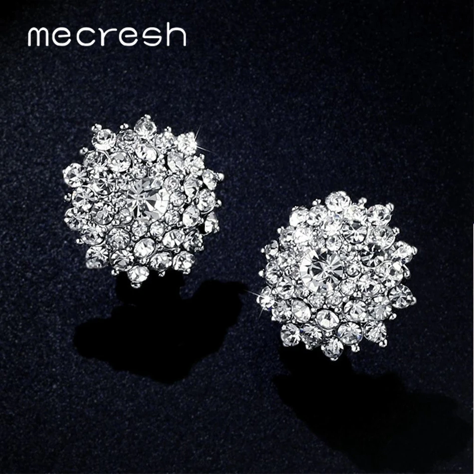 Mecresh милые маленькие серьги-клипсы в виде цветка для помолвки, корейские модные серьги со звездами и кристаллами для девочек, Женские аксессуары MEH1257
