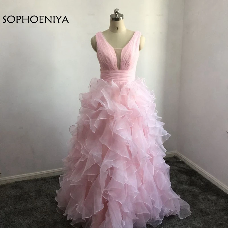 Новое поступление 2019 вечернее платье длинное Abendkleider vestido розовое органза abiye вечерние платья Robe de soiree торжественное Вечерние