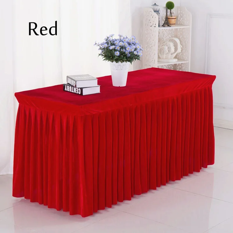 1 шт., фланелевая прямоугольная скатерть, мягкая бархатная ткань, овальная Скатерть для свадьбы, свадьбы, конференц-зала, Декор, настольные юбки - Цвет: red