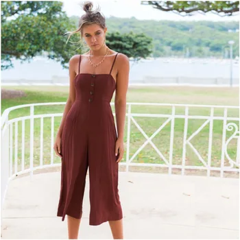 

Summer Backless Jumpsuit Bandage Bow tie High Waist Wide leg pants Sleeveless Bottom Overalls For Women Salopette Femme wy*