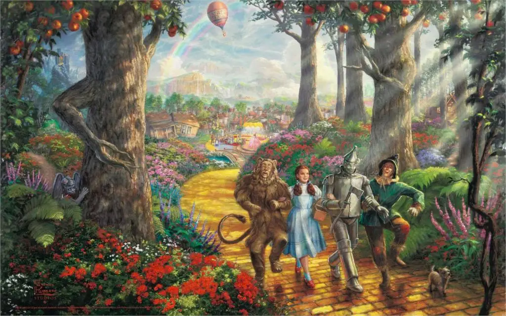 Follow the Yellow Brick Road The Wizard of Oz living room home wall art decor wood frame fabric