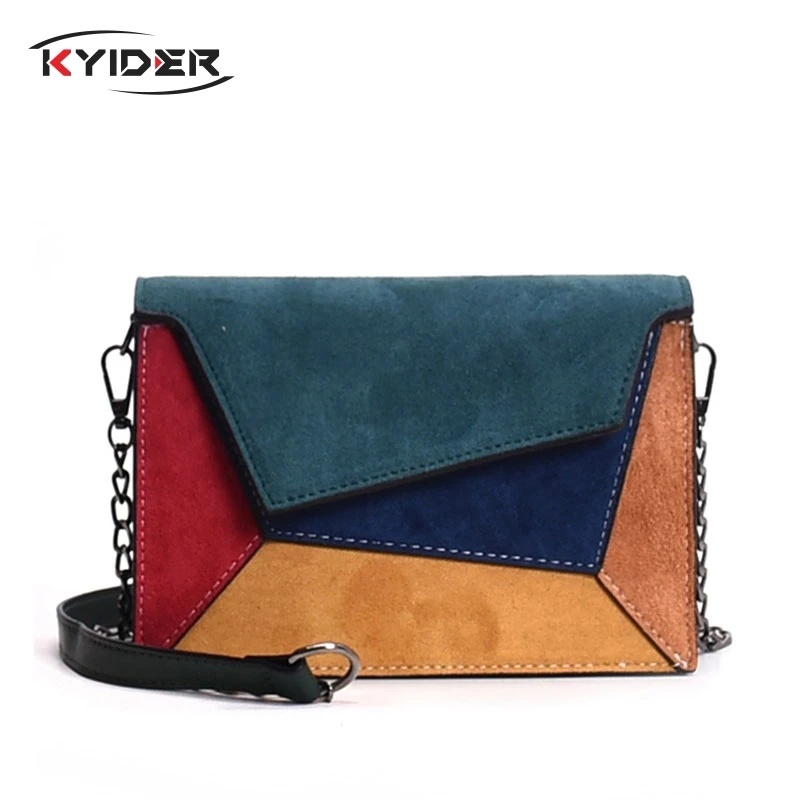 

2019 New High Quality Leather Patchwork Women Messenger Bag Female Chain Strap Shoulder Bag Small Criss-Cross Ladies' Flap Bag