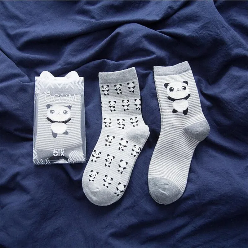 2 пара/лот, милые хлопковые носки с рисунком панды для женщин и девочек, теплые осенне-зимние носки, женские носки, веселые рождественские подарки