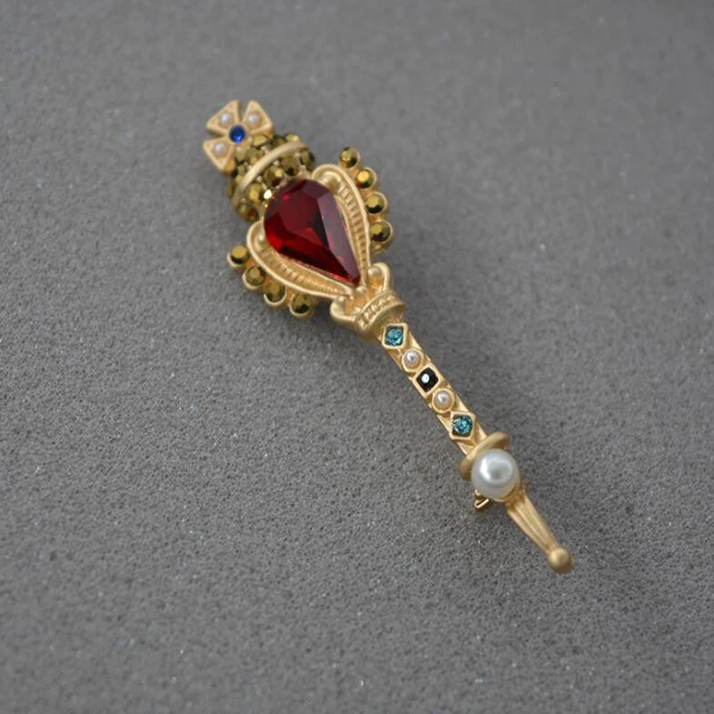 

red gem full brooch scepter pearl court retro pearl brooch