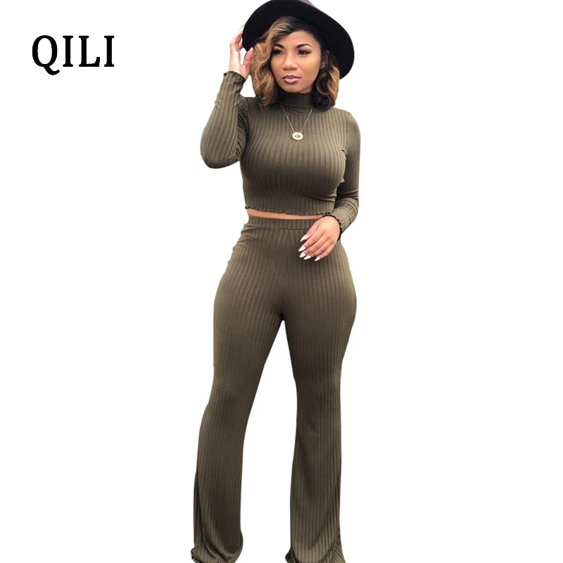 QILI Autumn Women New Hot Jumpsuits Long Sleeve Solid Color 2 Piece Set Casual Jumpsuit Elegant Lady Fashion Jumpsuits S-XXL