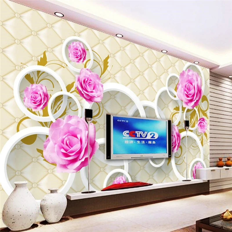 

wellyu papel de parede 3d Custom wallpaper Rose 3D Circle TV Wall papel de parede para quarto wall papers home decor behang