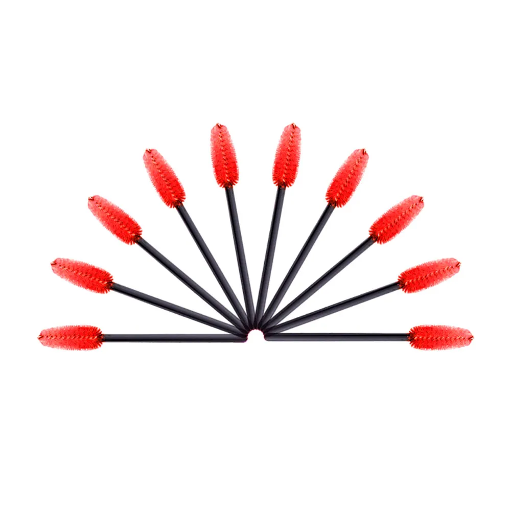 red brush 10 шт./компл. 5 цветов одноразовые щеточки для туши для ресниц Мини ресницы кисти тушь аппликатор микро Spoolie кисти для ресниц - Handle Color: red brush