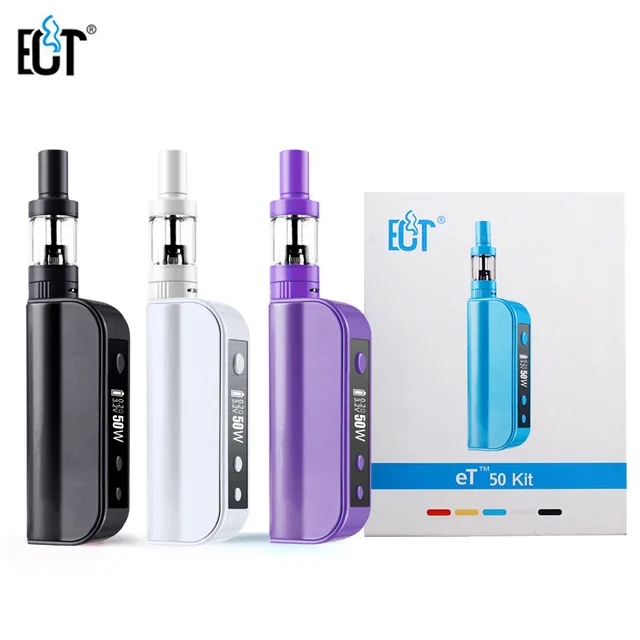 

Original ECT 50W electronic cigarettes box mod vape 2.5ml mini fog airflow control atomizer 2200mah 18650 battery e cigarette
