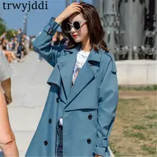 Модная ветровка, пальто, длинная секция, новинка, весенне-осеннее пальто, Женский Тренч, корейский стиль, свободная повседневная женская верхняя одежда, N402
