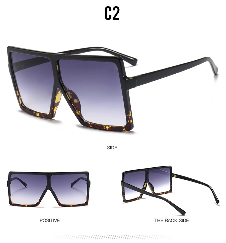 Big Frame Gradient Shades Oversized Sunglasses Square Brand Designer Vintage Women Fashion Sun Glasses Oculos De Sol UV400 (5)