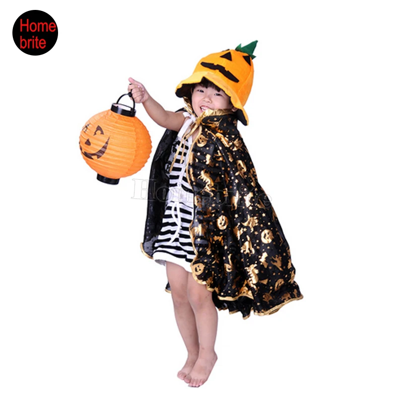 70CM Children's Halloween Shawl Costume Hardcover Gold Cape Cloak