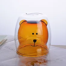 Креативная стеклянная чашка с медведем, чашка с двойными стенками для кофе, пива, молока, сока, мороженого, чашка для виски, вина, коктейльные чашки, подарок на день рождения